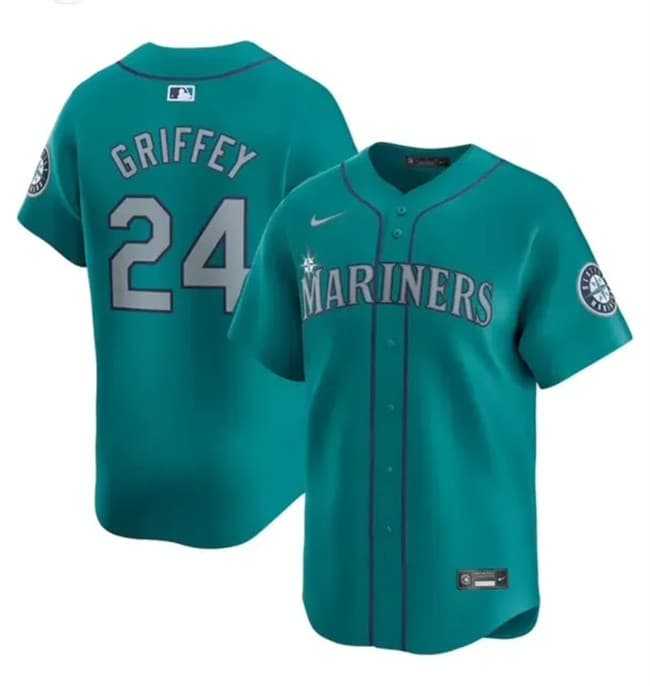 Men%27s Seattle Mariners #24 Ken Griffey Jr. Aqua Alternate Limited Stitched jersey Dzhi Dzhi->san francisco giants->MLB Jersey