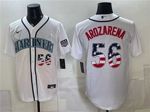 Men%27s Seattle Mariners #56 Randy Arozarena White USA 250 Fourth of July Home Stitched Jersey Dzhi->seattle mariners->MLB Jersey