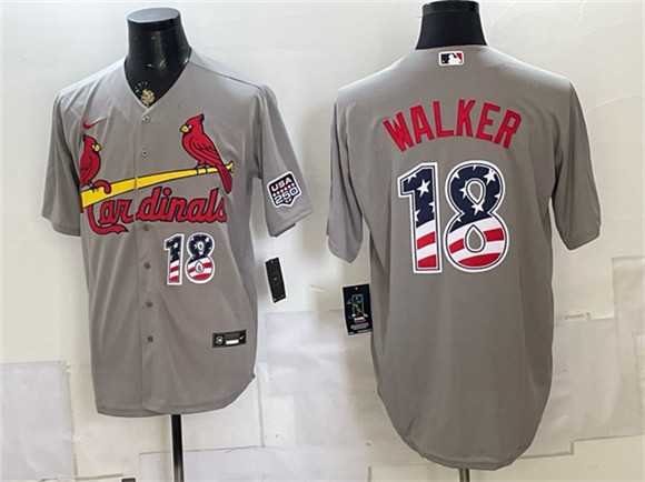 Men%27s St. Louis Cardinals #18 Jordan Walker Gray USA 250 Fourth of July Stitched Jersey Dzhi->st.louis cardinals->MLB Jersey