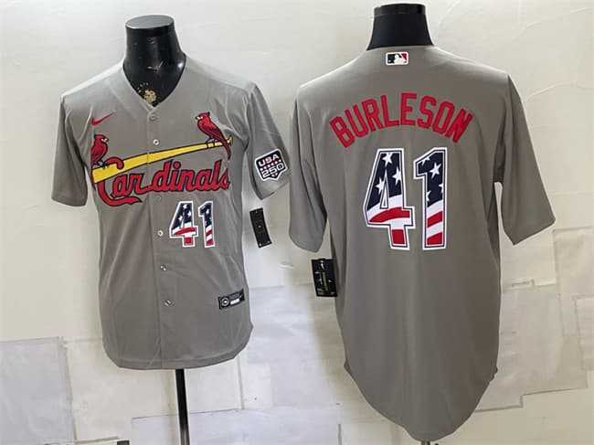 Men%27s St. Louis Cardinals #41 Alec Burleson Gray USA 250 Fourth of July Stitched Jersey Dzhi->st.louis cardinals->MLB Jersey