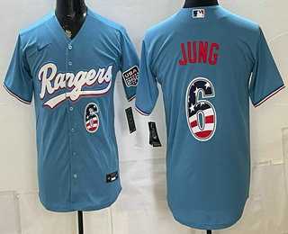 Men%27s Texas Rangers #6 Josh Jung Blue 2026 USA 250 Fourth of July Stitched Jersey Dzhi->tampa bay rays->MLB Jersey