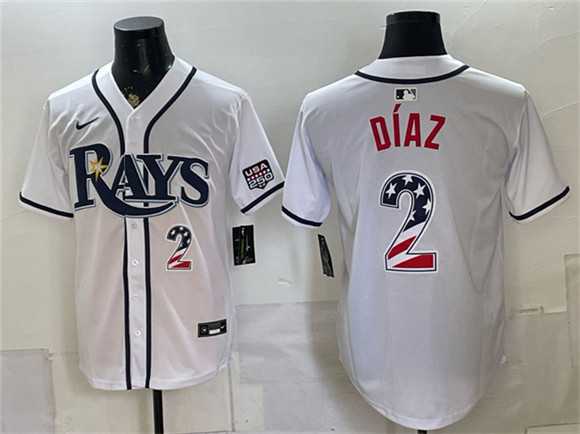 Men%27s Tampa Bay Rays #2 Yandy Diaz White 2026 USA 250 Fourth of July Home Stitched Jersey Dzhi->st.louis cardinals->MLB Jersey