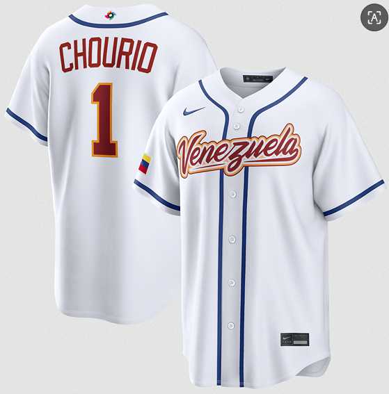 Men%27s Venezuela Baseball #1 Jackson Chourio White 2026 World Baseball Classic Home Stadium Stitched Jersey->2026 world baseball classic->MLB Jersey