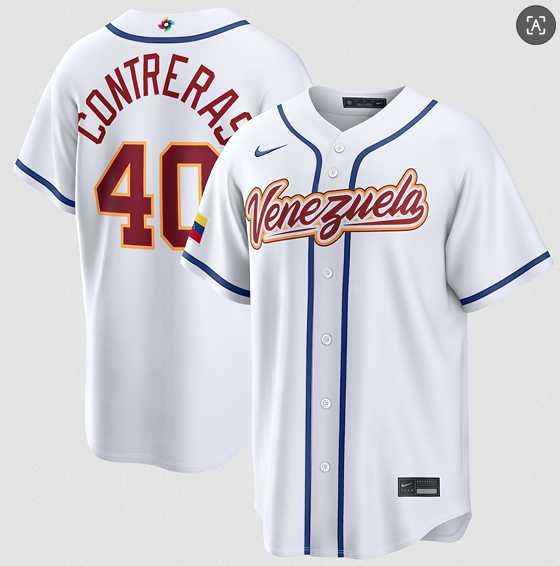 Men%27s Venezuela Baseball #40 Willson Contreras White 2026 World Baseball Classic Home Stadium Stitched Jersey->olympics canada jerseys->NHL Jersey