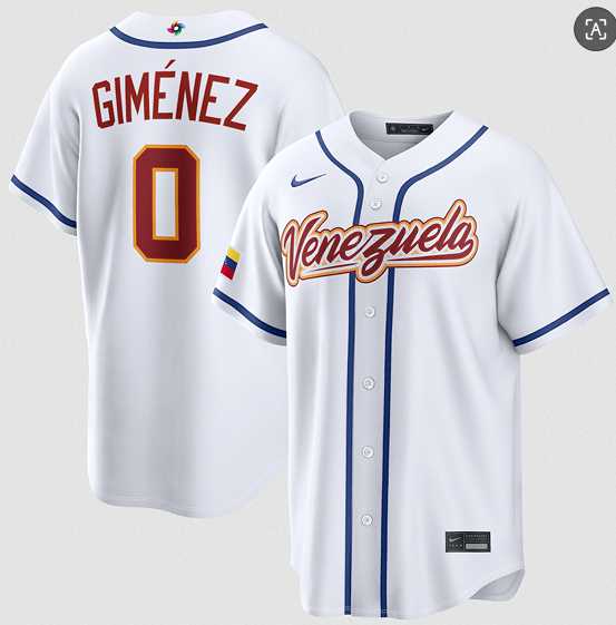 Men%27s Venezuela Baseball #0 Andres Gimenez White 2026 World Baseball Classic Home Stadium Stitched Jersey->2026 world baseball classic->MLB Jersey