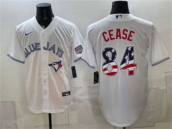 Men%27s Toronto Blue Jays #84 Dylan Cease White 2026 USA 250 Fourth of July Stitched Jersey Dzhi->toronto blue jays->MLB Jersey