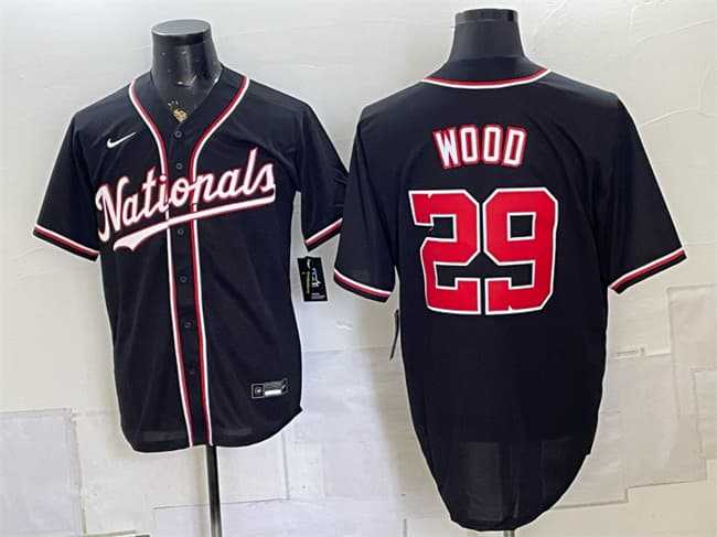 Men%27s Washington Nationals #29 James Wood 2026 Fashion Replica Black Out Stitched Jersey->toronto blue jays->MLB Jersey