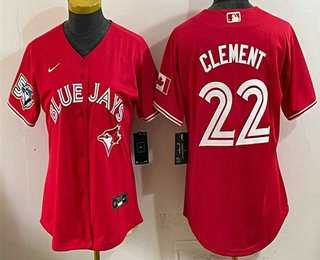 Women%27s Toronto Blue Jays #22 Ernie Clement Red 50 Seasons Patch Stitched Jersey->mlb womens jerseys->MLB Jersey