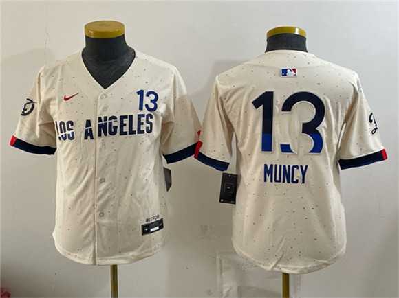 Youth Los Angeles Dodgers #13 Max Muncy Cream 2024 City Connect Limited Stitched Jersey Dzhi->mlb youth jerseys->MLB Jersey