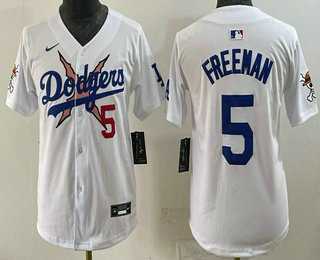 Youth Los Angeles Dodgers #5 Freddie Freeman White Vapor Premier Limited Stitched Jersey->mlb youth jerseys->MLB Jersey