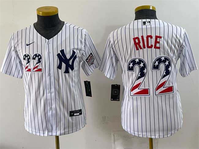 Youth New York Yankees #22 Ben Rice White USA 250 Fourth of July Home Stadium Stitched Jersey Dzhi->mlb youth jerseys->MLB Jersey