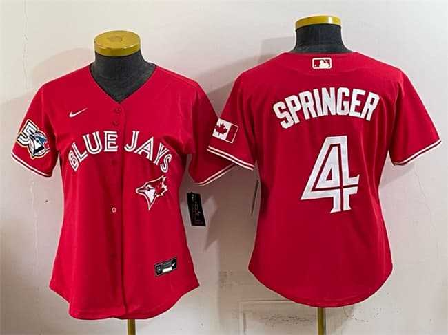 Youth Toronto Blue Jays #4 George Springer Red 50 Seasons Patch Stitched Jersey->mlb youth jerseys->MLB Jersey