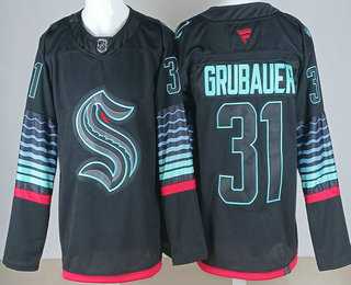 Men%27s Seattle Kraken #31 Philipp Grubauer Black Alternate Stitched Jersey->seattle kraken->NHL Jersey