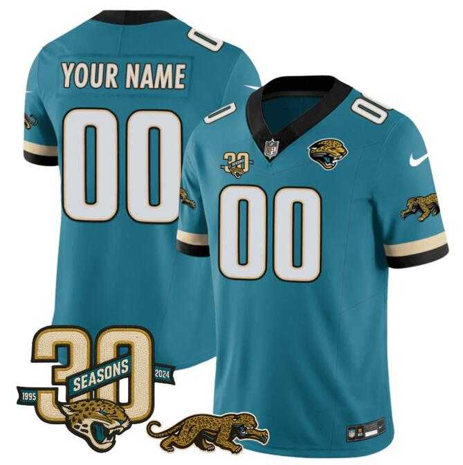 Men%27s Jacksonville Jaguars Active Player Custom Teal F.U.S.E With 30th Seasons Patch Vapor Limited Stitched Jersey->customized nfl jersey->Custom Jersey