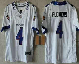 Women%27s Baltimore Ravens #4 Zay Flowers Limited White Vapor FUSE Jersey->toronto maple leafs->NHL Jersey