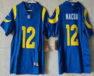 Women%27s Los Angeles Rams #12 Puka Nacua Limited Blue FUSE Vapor Jersey->baltimore ravens->NFL Jersey