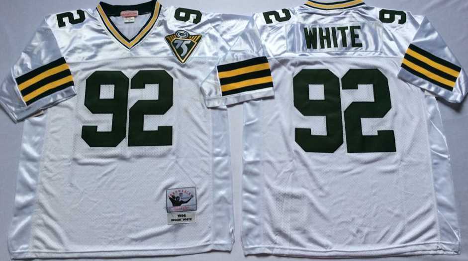 Mens Green Bay Packers #92 Reggie White White Throwback Stitched Football Jersey->green bay packers->NFL Jersey