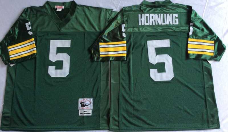 Mens Green Bay Packers #5 Paul Hornung Green Throwback Stitched Football Jersey->green bay packers->NFL Jersey
