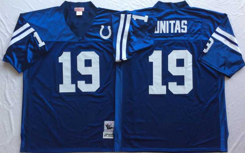 Men%27s Indianapolis Colts #19 Johnny Unitas Blue Throwback Stitched Football Jersey->green bay packers->NFL Jersey
