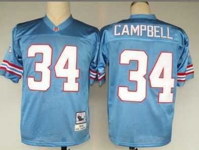 Men%27s Houston Oilers #34 Earl Campbell Light Blue Throwback Stitched Football Jersey->tennessee titans->NFL Jersey