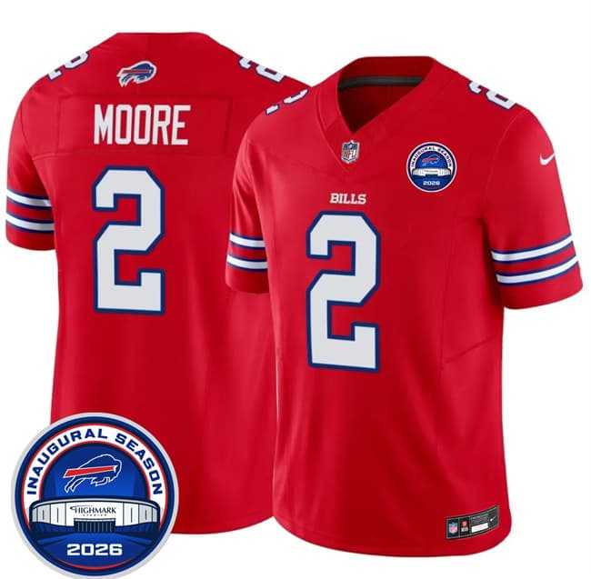 Men%27s Buffalo Bills #2 D.J. Moore Red F.U.S.E. 2026 Inaugural Season at Highmark Stadium Stitched Jersey Dzhi->buffalo bills->NFL Jersey