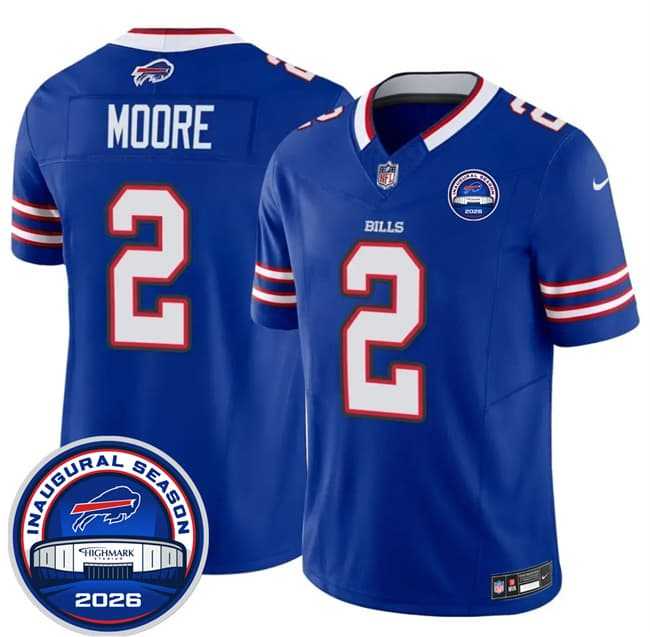 Men%27s Buffalo Bills #2 D.J. Moore Blue F.U.S.E. 2026 Inaugural Season at Highmark Stadium Stitched Jersey Dzhi->buffalo bills->NFL Jersey