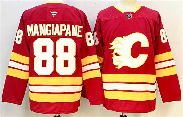 Mens Calgary Flames #88 Andrew Mangiapane Red 2024-25 Home Stitched Hockey Jersey->calgary flames->NHL Jersey