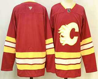 Mens Calgary Flames Blank Red Authentic Jersey->calgary flames->NHL Jersey
