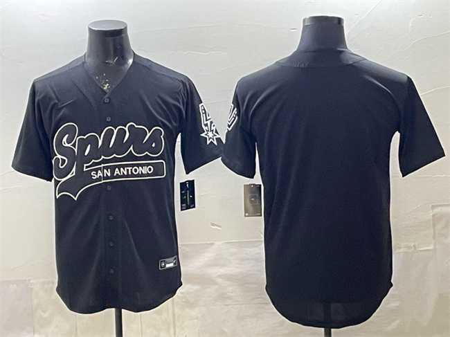 Mens San Antonio Spurs Blank Black Stitched Baseball Jersey->san antonio spurs->NBA Jersey