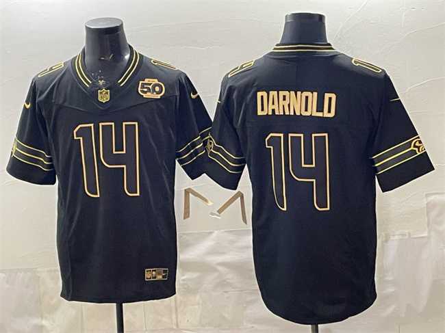 Men%27s Seattle Seahawks #14 Sam Darnold Black Gold 2025 F.U.S.E. 50th Season Patch Vapor Limited Stitched Jersey->seattle seahawks->NFL Jersey