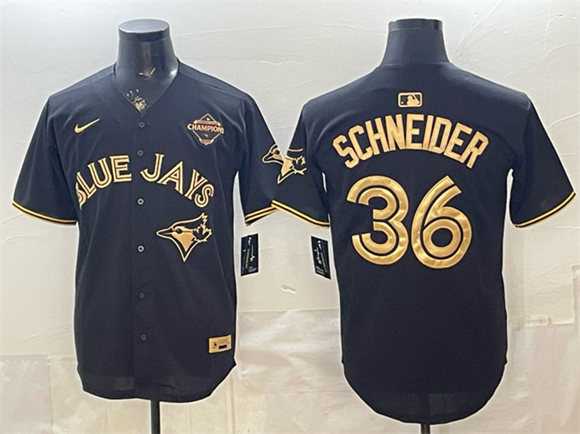 Men%27s Toronto Blue Jays #36 Davis Schneider Black Gold 2025 American League Champions Limited Stitched Jersey Dzhi->mlb womens jerseys->MLB Jersey