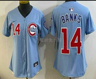 Women%27s Chicago Cubs #14 Ernie Banks Baby Blue Limited Jersey->mlb womens jerseys->MLB Jersey