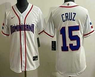 Womens Dominican #15 Oneil Cruz White 2026 World Classic Cool Base Jersey->2026 world baseball classic->MLB Jersey