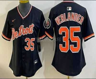Women%27s Detroit Tigers #35 Justin Verlander Black Stadium Jersey->2026 world baseball classic->MLB Jersey