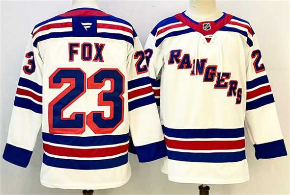 Men%27s New York Rangers #23 Adam Fox White 2024-25 Away Stitched Hockey Jersey->vegas golden knights->NHL Jersey