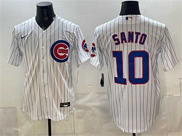 Men%27s Chicago Cubs #10 Ron Santo White Cool Base Stitched Jersey->chicago cubs->MLB Jersey