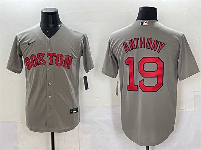 Men%27s Boston Red Sox #19 Roman Anthony Gray Cool Base Stitched Jersey->boston red sox->MLB Jersey