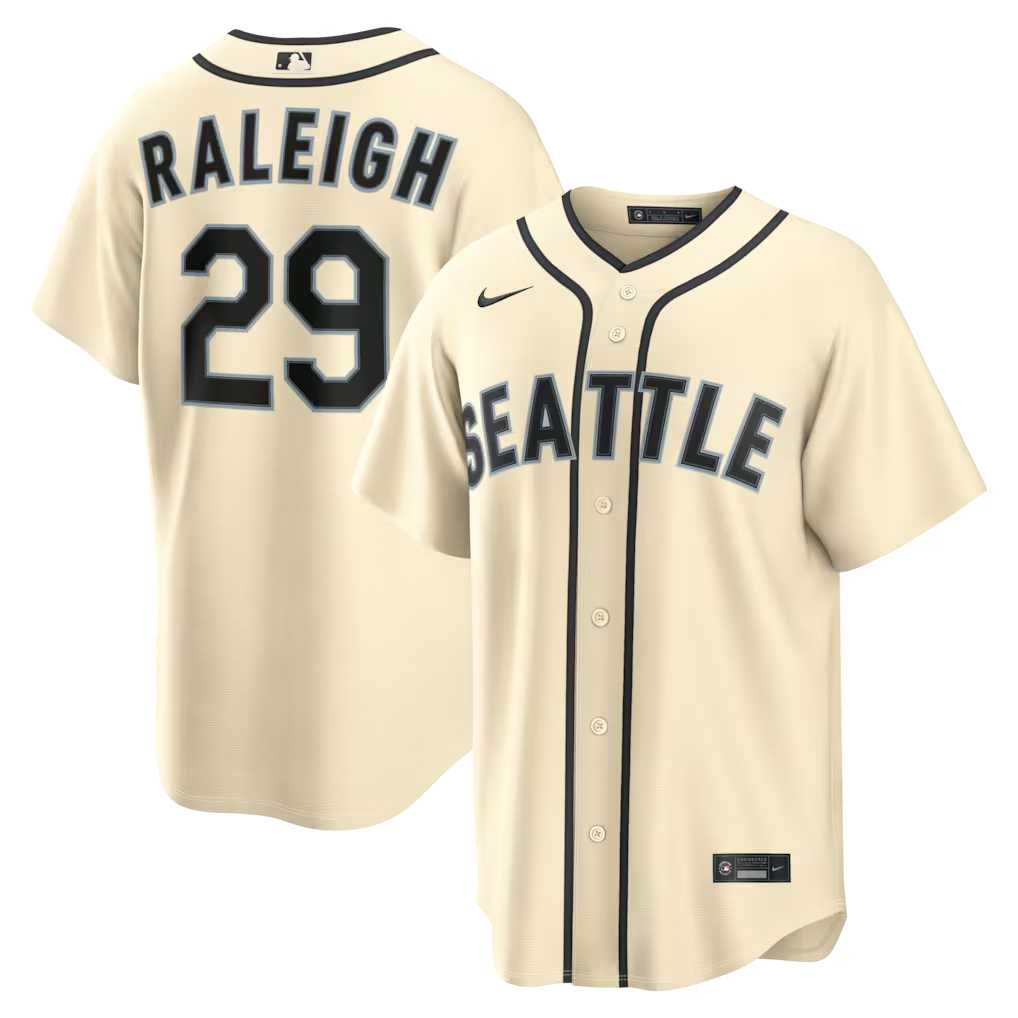 Men%27s Seattle Mariners #29 Cal Raleigh Cream Nike Alternate Jersey Dzhi->texas rangers->MLB Jersey