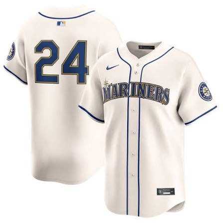 Men%27s Seattle Mariners #24 Ken Griffey Jr. Cream Cool Base Jersey Dzhi->seattle mariners->MLB Jersey
