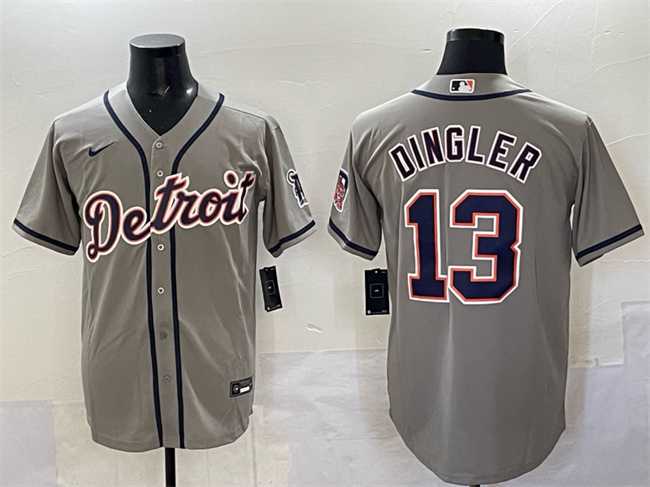 Men%27s Detroit Tigers #13 Dillon Dingler Gray Cool Base Stitched Jersey->houston astros->MLB Jersey
