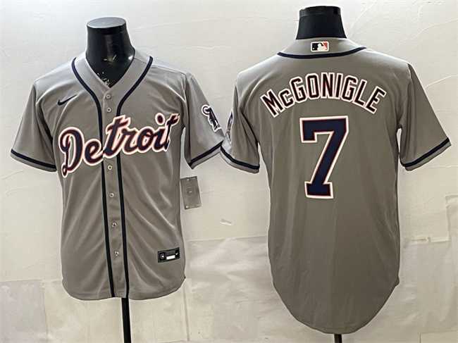 Men%27s Detroit Tigers #7 Kevin McGonigle Grey Cool Base Stitched Jersey->chicago white sox->MLB Jersey