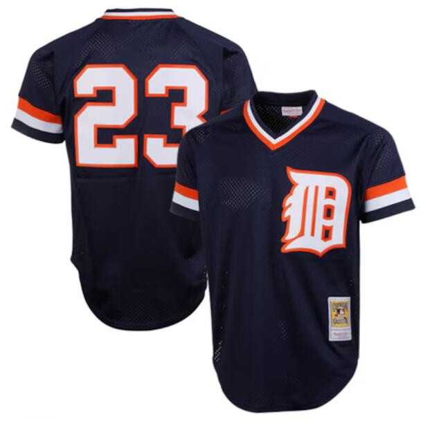 Men%27s Detroit Tigers #23 Kirk Gibson Navy Throwback Stitched Jersey Dzhi->houston astros->MLB Jersey