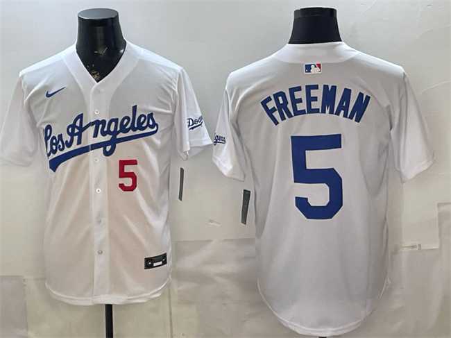 Men%27s Los Angeles Dodgers #5 Freddie Freeman White Alternate Stadium Stitched Jersey->los angeles angels->MLB Jersey