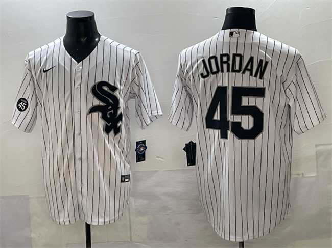 Men%27s Chicago White Sox #45 Michael Jordan White With Patch Cool Base Stitched Jersey->detroit tigers->MLB Jersey