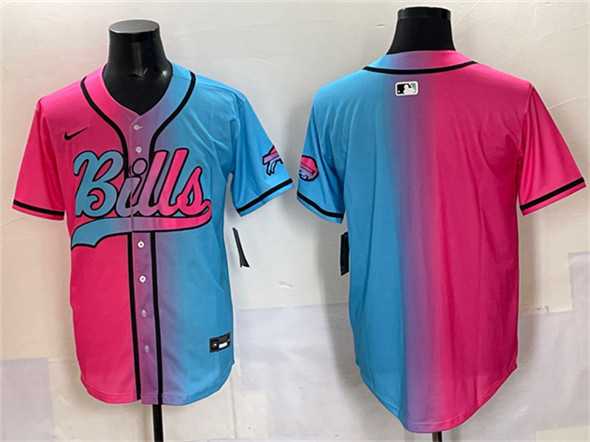 Men%27s Buffalo Bills Blank Pink Blue Limited Stitched Baseball Jersey->2025 4 nations face-off->NHL Jersey