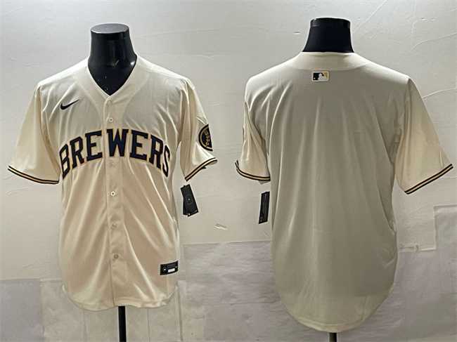 Men%27s Milwaukee Brewers Blank Cream Home Limited Stitched Jersey->new york yankees->MLB Jersey