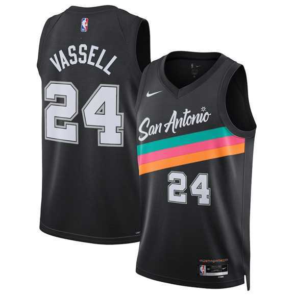 Mens San Antonio Spurs #24 Devin Vassell Black 2025-26 City Edition Swingman Stitched Jersey Dzhi->san antonio spurs->NBA Jersey