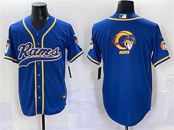 Men%27s Los Angeles Rams Team Logo Royal Cool Base Stitched Baseball Jersey->los angeles rams->NFL Jersey