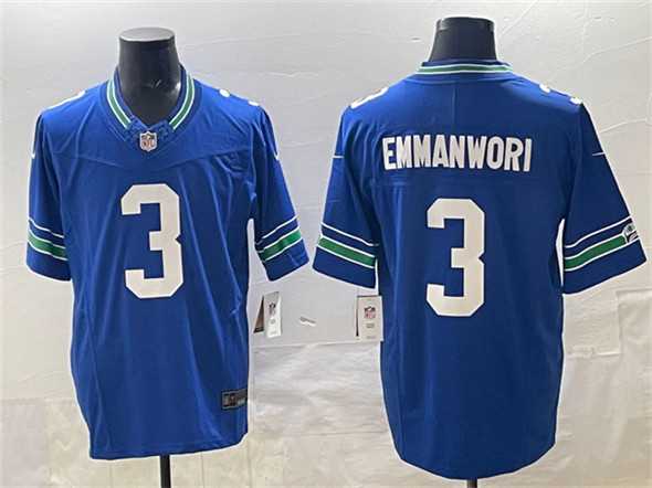 Men%27s Seattle Seahawks #3 Nick Emmanwori Royal 2024 F.U.S.E Throwback Vapor Limited Stitched Jersey->philadelphia eagles->NFL Jersey