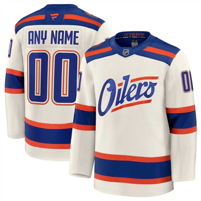 Men%27s Edmonton Oilers Custom Light Beige Alternate Stitched Hockey Jersey->customized nhl jersey->Custom Jersey
